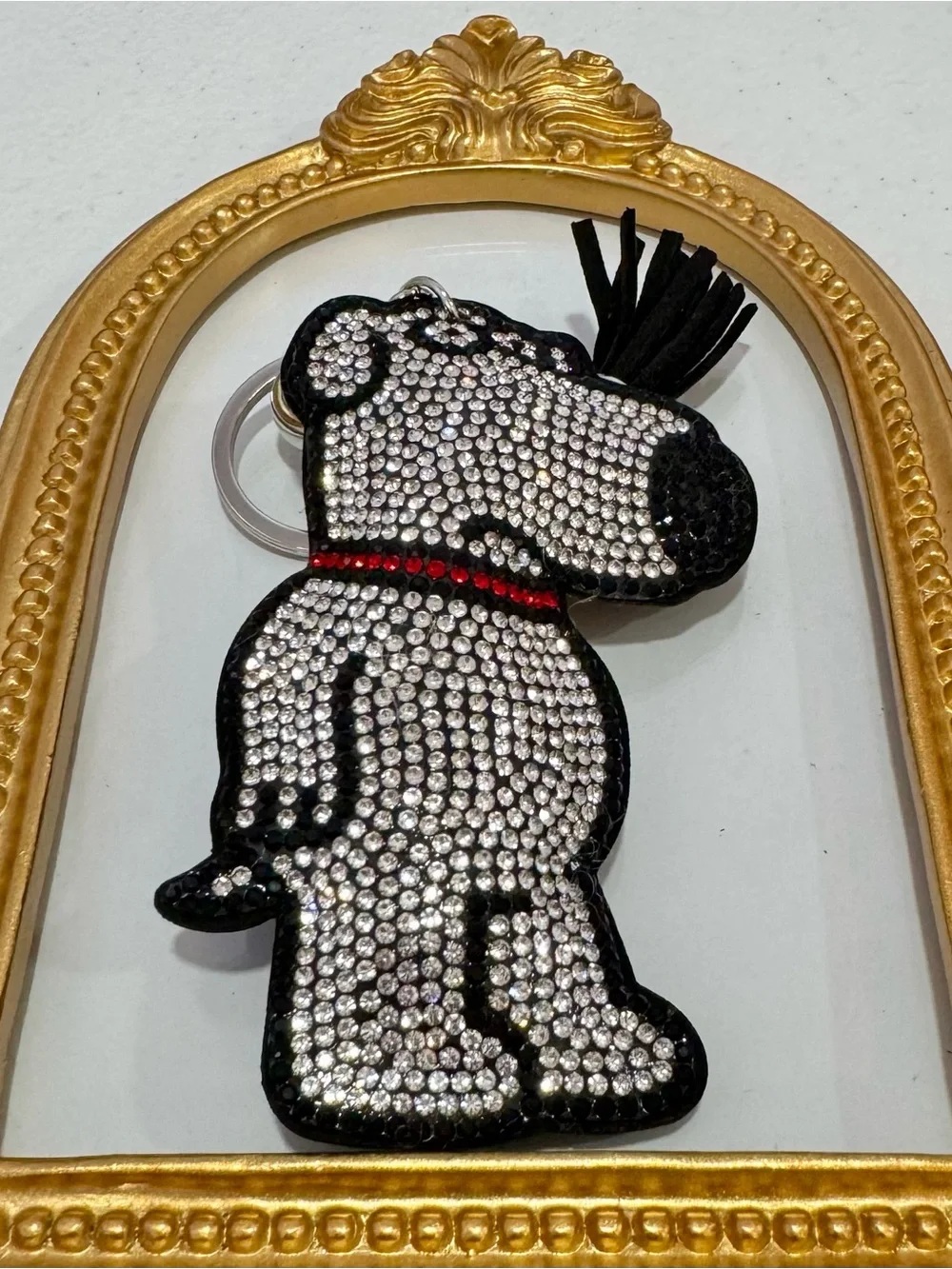 New Rhinestone Brian Griffin - Black, Silver & Red Keychain